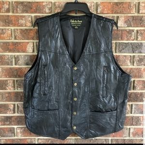 Black genuine leather vest